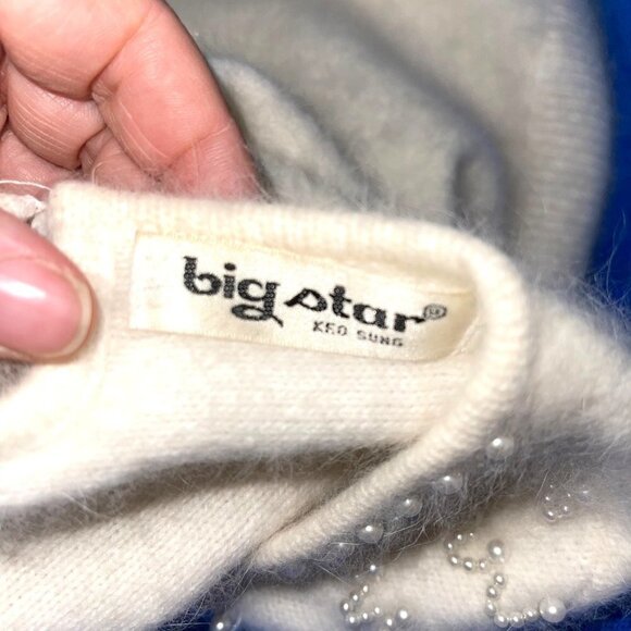 Big Star Womens Angora Sweater White Size Small Vintage Dolman Sleeve Pearls - Picture 4 of 16